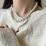 925 Silver Shell Pearl Beaded Choker Necklace for Women