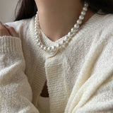 925 Silver Shell Pearl Beaded Choker Necklace for Women