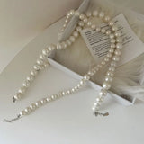 925 Silver Shell Pearl Beaded Choker Necklace for Women