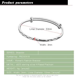 925 Silver Shining Stars Bracelet Bangle Women Charm Gift