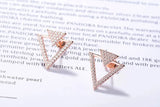 925 Silver Zirconia Crystal Triangle Stud Earrings For Women