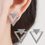 925 Silver Zirconia Crystal Triangle Stud Earrings For Women