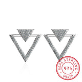 925 Silver Zirconia Crystal Triangle Stud Earrings For Women
