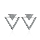 925 Silver Zirconia Crystal Triangle Stud Earrings For Women