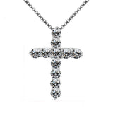 925 Silver Zircon Cross Pendant Necklace for Women
