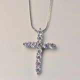 925 Silver Zircon Cross Pendant Necklace for Women