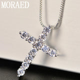 925 Silver Zircon Cross Pendant Necklace for Women