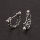 925 Silver Braid C-shaped Retro Punk Earrings