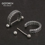 925 Silver Braid C-shaped Retro Punk Earrings