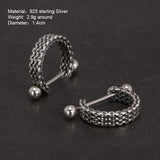 925 Silver Braid C-shaped Retro Punk Earrings