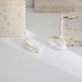 925 Silver Semicircle Stud Earrings Fine Jewelry Gift