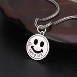 925 Silver Smiley Pendant Round Necklace Jewelry