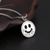 925 Silver Smiley Pendant Round Necklace Jewelry