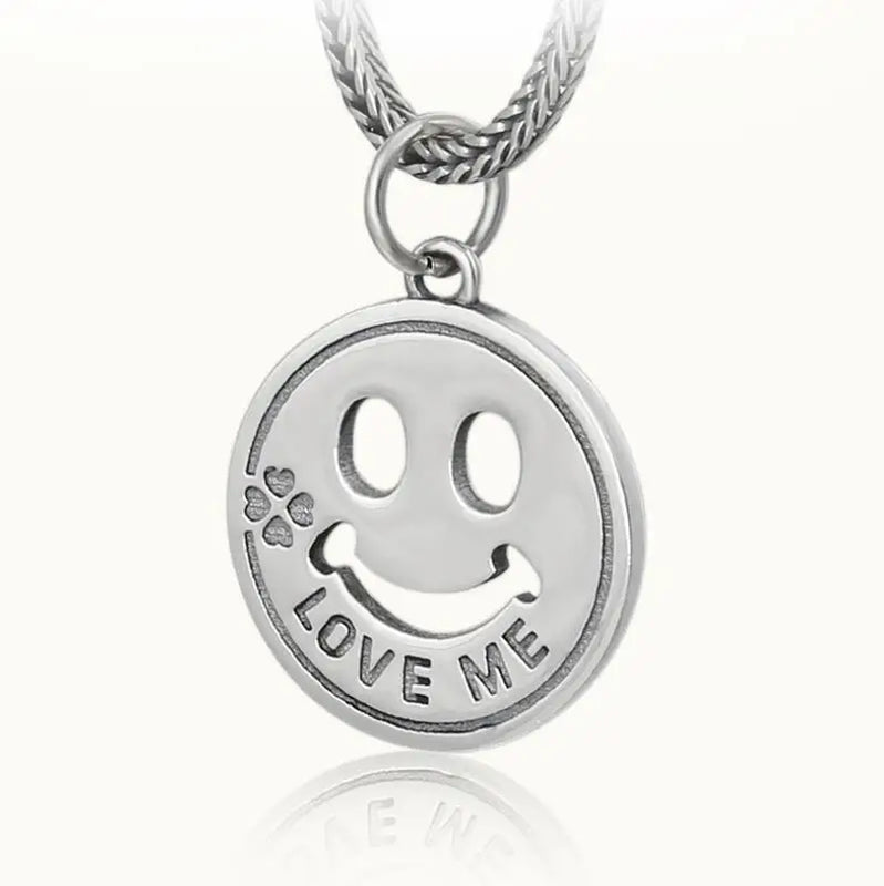 925 Silver Smiley Pendant Round Necklace Jewelry
