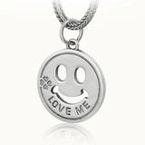 925 Silver Smiley Pendant Round Necklace Jewelry