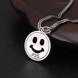 925 Silver Smiley Pendant Round Necklace Jewelry