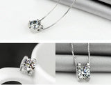 925 Silver Square Zirconia Pendant Necklace Women Gift Chain choker