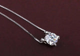 925 Silver Square Zirconia Pendant Necklace Women Gift Chain choker