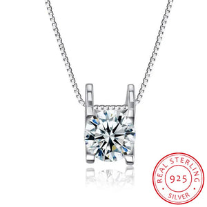 925 Silver Square Zirconia Pendant Necklace Women Gift Chain choker