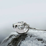 925 Silver Square Zirconia Pendant Necklace Women Gift Chain choker