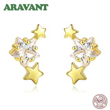 925 Silver Star CZ Zirconia Earrings For Women