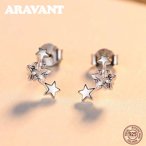 925 Silver Star CZ Zirconia Earrings For Women