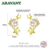 925 Silver Star CZ Zirconia Earrings For Women