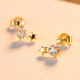 925 Silver Star CZ Zirconia Earrings For Women
