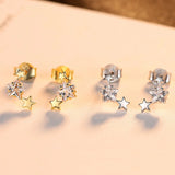925 Silver Star CZ Zirconia Earrings For Women