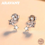 925 Silver Star CZ Zirconia Earrings For Women