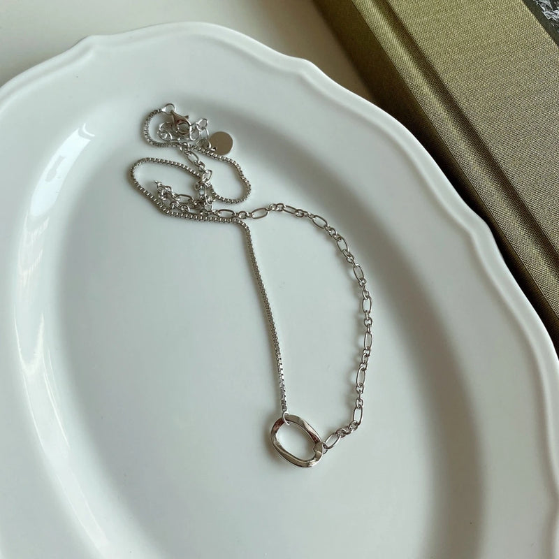 925 Silver Necklace Asymmetric Choker for Women