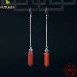 925 Silver Sun Flower Red Agate Drop Earrings for Women