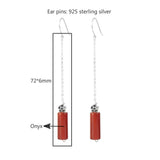 925 Silver Sun Flower Red Agate Drop Earrings for Women