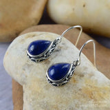 925 Sterling Silver Thai Earrings with Lapis Lazuli