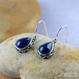 925 Sterling Silver Thai Earrings with Lapis Lazuli