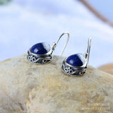 925 Sterling Silver Thai Earrings with Lapis Lazuli