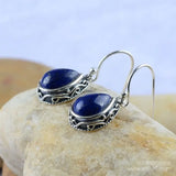 925 Sterling Silver Thai Earrings with Lapis Lazuli