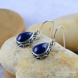 925 Sterling Silver Thai Earrings with Lapis Lazuli