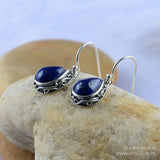 925 Sterling Silver Thai Earrings with Lapis Lazuli