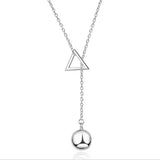 925 Silver Triangle Strip Long Chain Pendant Necklace for Women