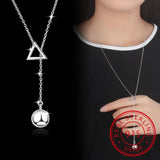 925 Silver Triangle Strip Long Chain Pendant Necklace for Women