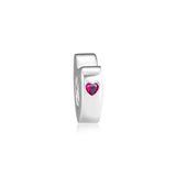 925 Sterling Silver Two Heart Red CZ Love Charm Pendant