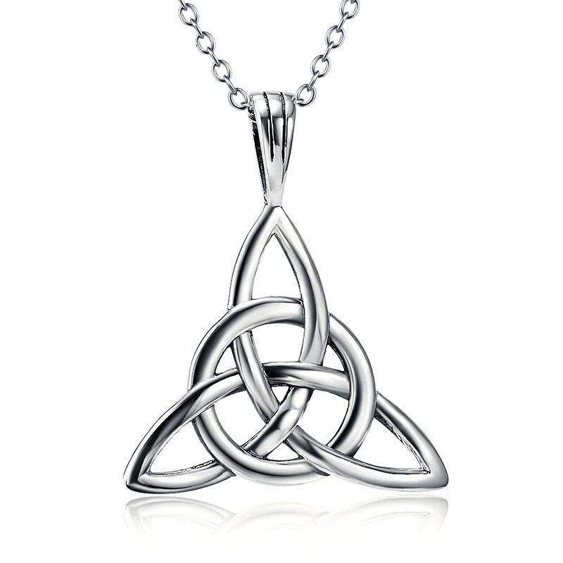 925 Silver Vintage Necklace Triangle Knot Pendant Chain