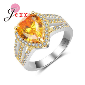 925 Silver Heart Love Ring CZ Wedding Engagement