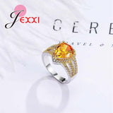 925 Silver Heart Love Ring CZ Wedding Engagement