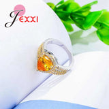 925 Silver Heart Love Ring CZ Wedding Engagement