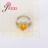 925 Silver Heart Love Ring CZ Wedding Engagement