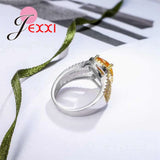 925 Silver Heart Love Ring CZ Wedding Engagement