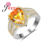 925 Silver Heart Love Ring CZ Wedding Engagement