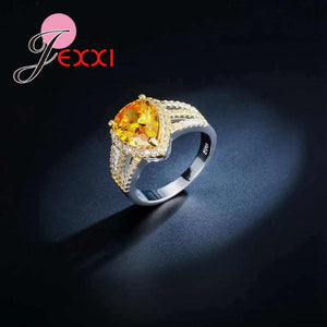 925 Silver Heart Love Ring CZ Wedding Engagement
